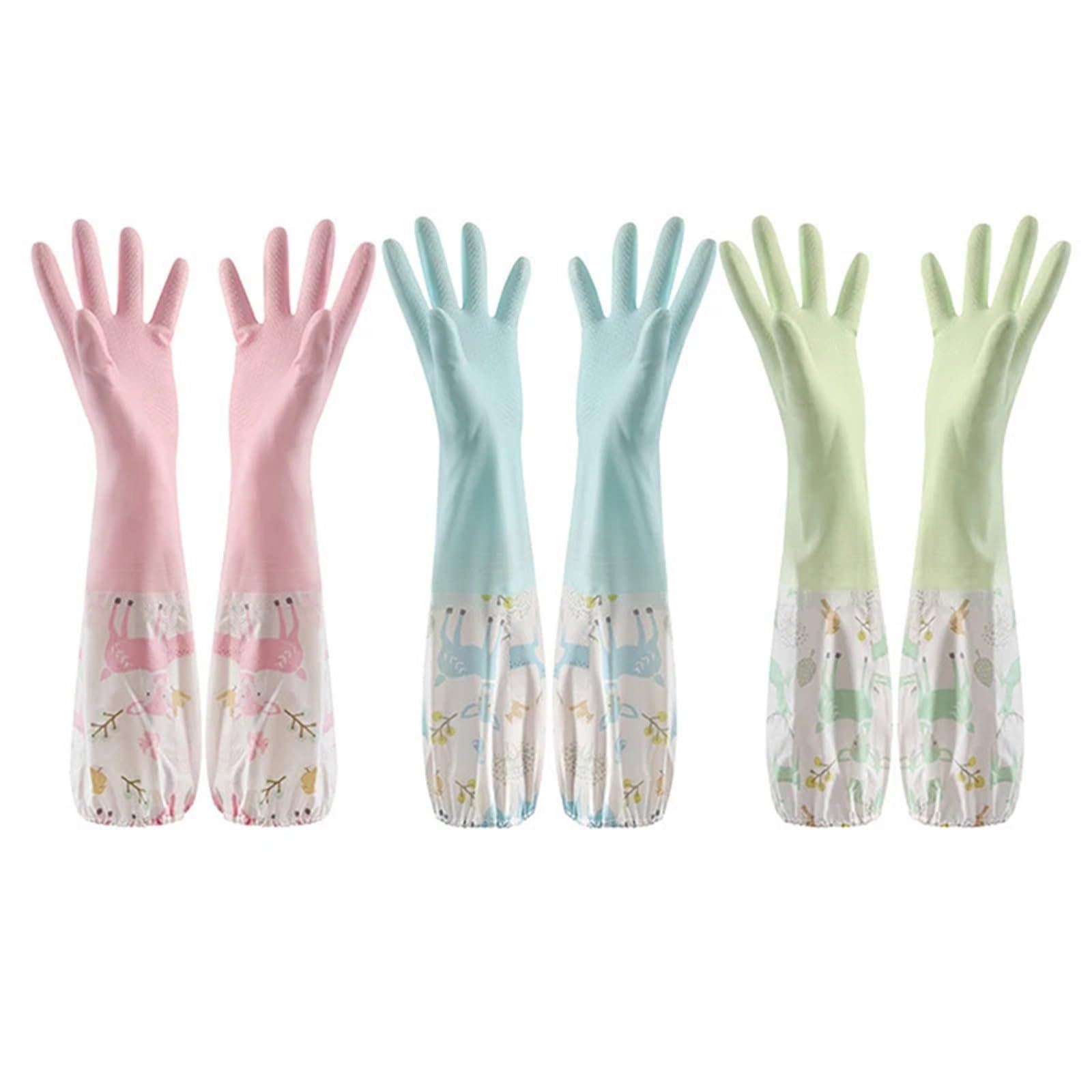 Guantes Limpieza Guantes for lavar platos de una sola capa for tareas domésticas, con funda empalme, impermeables, felpa, banda elástica y goma for la boca