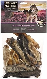 Dehner Wild Nature Hundesnack, Premium Hundeleckerli glutenfrei / getreidefrei, Kausnack für ernährungssensible Hunde, Lammohren mit Fell, 200 g product image