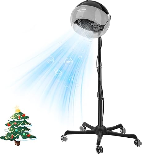 Ionic - Secador de pelo con capucha, secador profesional de capó de 1875 W, negro, plástico, 3 ajustes de temperatura, diseño portátil de pie para