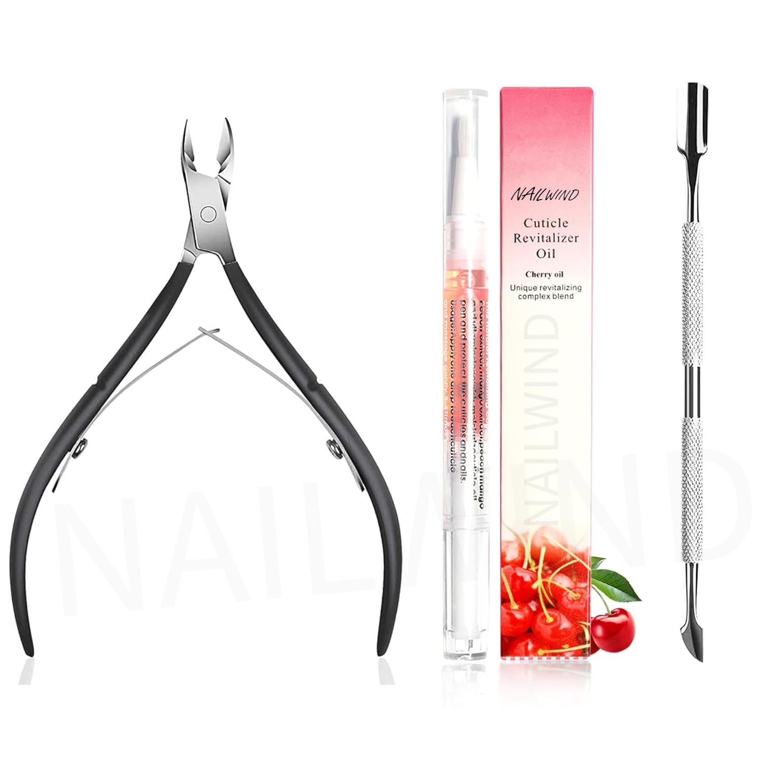 NAILWIND Cuticle Pusher, Cuticle Cutter, Cuticle Oil Set, 3 pcs Surgical Grade Stainless Steel Cuticle Trimmer & Cuticle Nipper for Fingernails and Toenails Care Durable Pedicure Manicure Tools-image-10