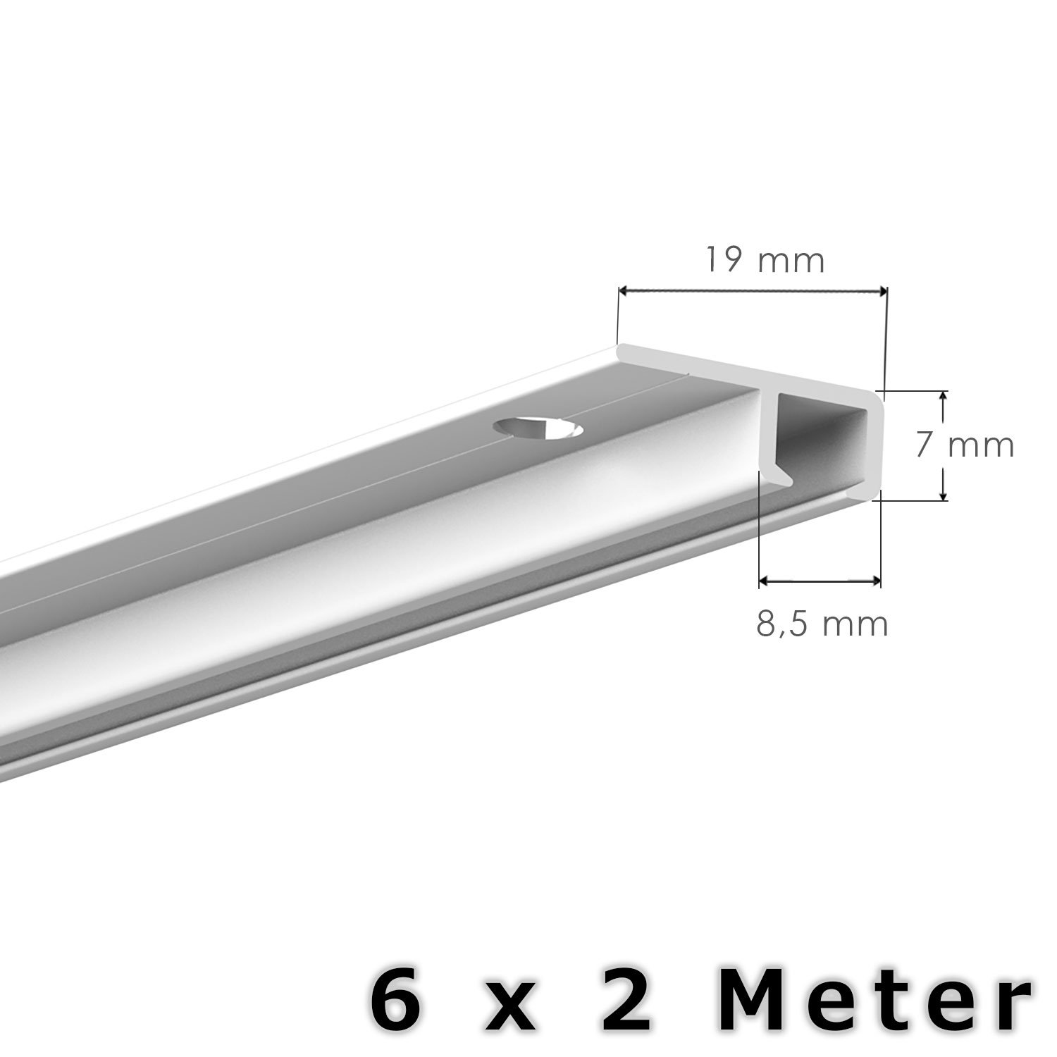 12 Meter Deckenschienen - Galerieschienen - Bilderschienen Komplett Set 6 x 2m