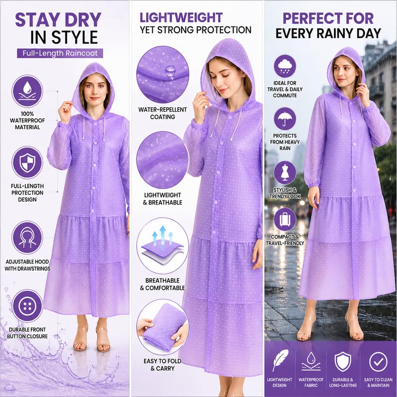 Image of Krystle Rain Coat Waterproof Rain Skirt Top Jacket for Women (Green)