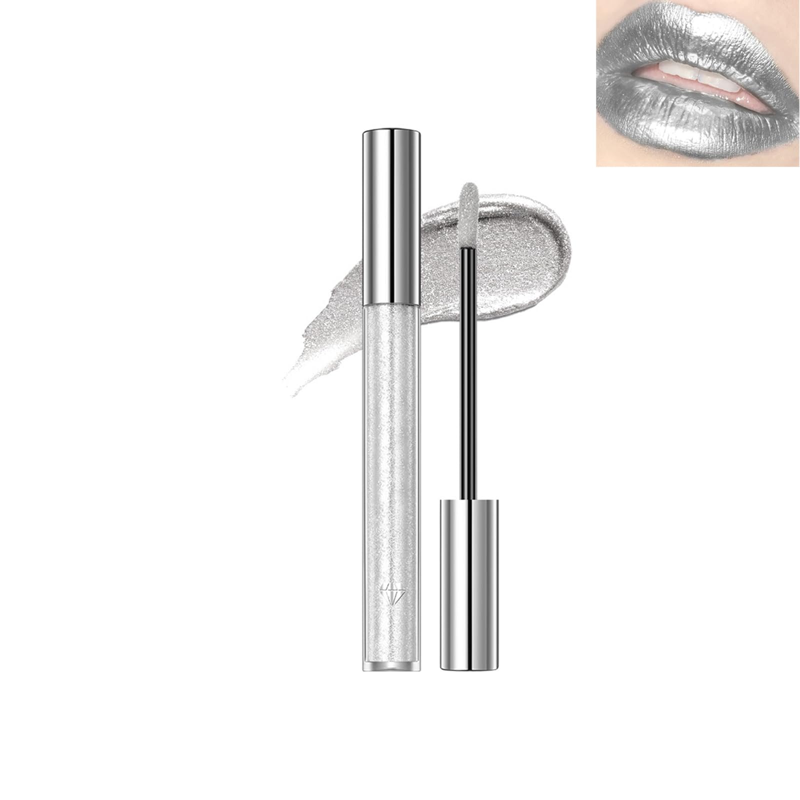 Barras de Labios Líquidas, 2.4g Barras de Labios Antiadherentes, Color de Larga Duración, Barras de Labios Brillantes, Blanco Plata, lipsticks