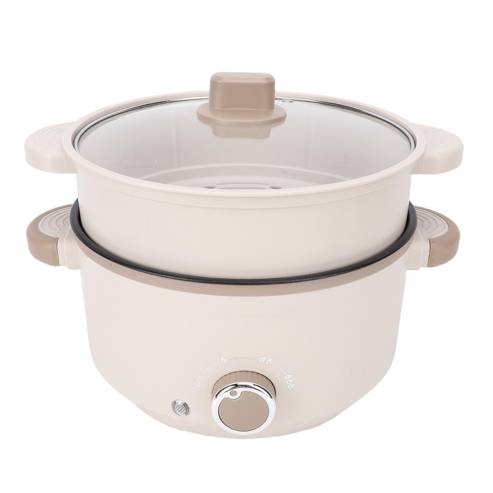 Hot Pot elettrico, pentola elettrica da 3 litri con rivestimento antiaderente, cestello per il vapore, pentola da viaggio portatile multifunzionale grande capacità Shabu Shabu