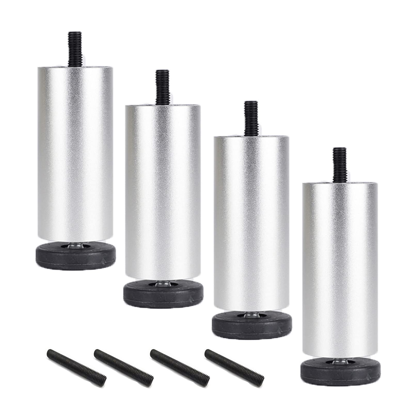 Xrdbfd Silver 4Pcs Cabinet Legs With M8 Bolts, 20Cm/8In Furniture Feet, Cylindrical Replacement Legs, Non-Slip And Silent Sofa Feet, For Coffee Tables, Beds, Armchairs, Load-Bearing 100Kg,-18Cm/7In