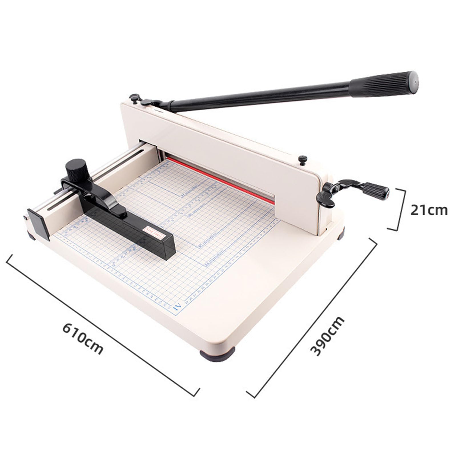 Tagliacarte A4, tagliacarte Manuale da Tavolo con Segno di Scala e Fermo di Posizionamento Regolabile, taglierina per Carta a ghigliottina Resistente, per Ufficio, Scuola, casa White