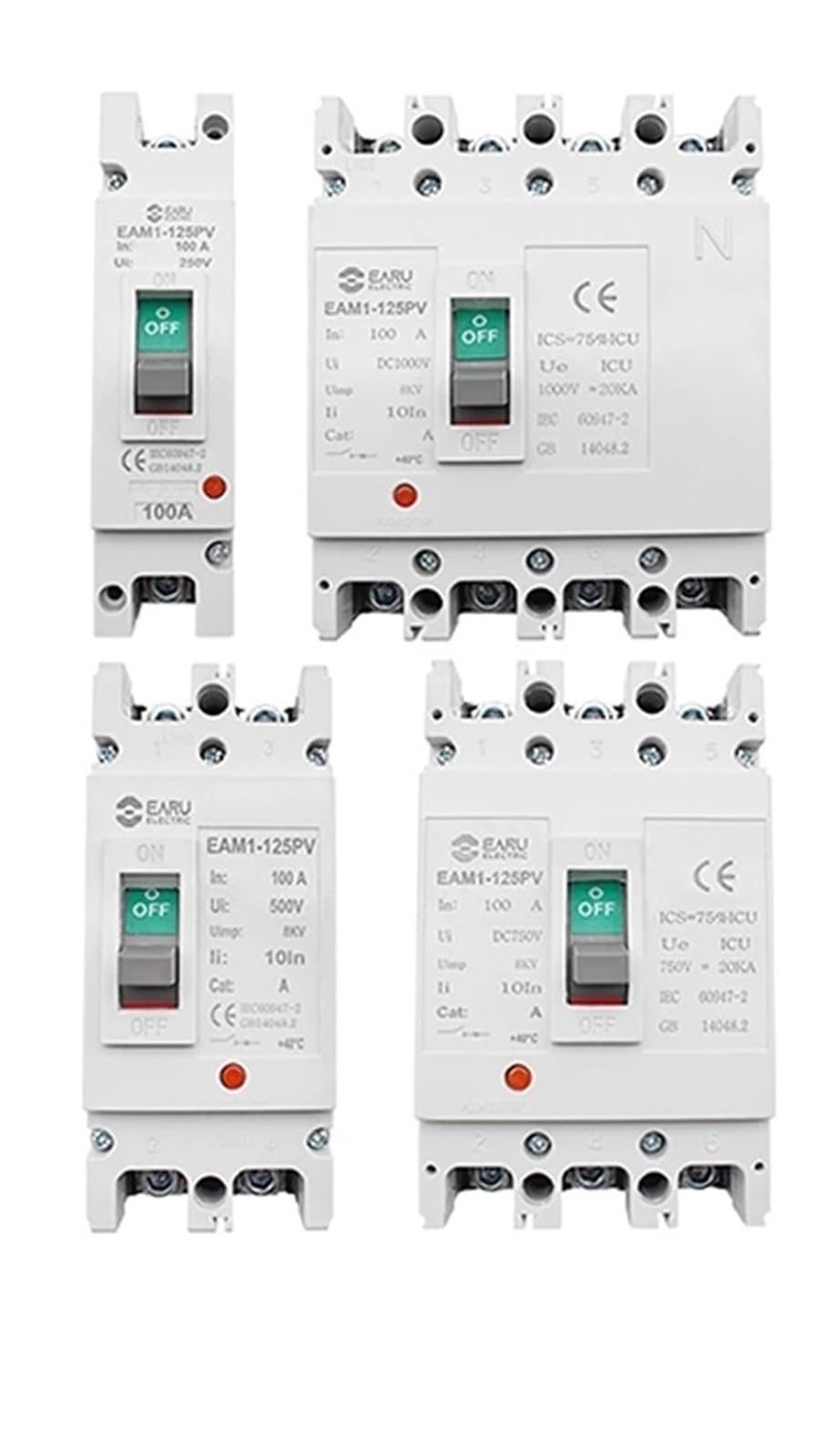 Mccb 4 pôles pour tension 250V et courant 400A haute performance industrielle