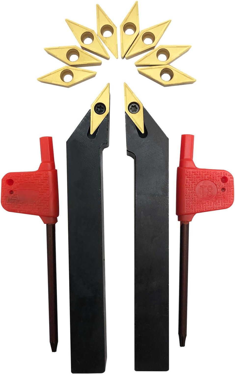 2pcs 1/2" Indexable Metal Lather Turning Tool Holder Boring Bars with VCMT110304/VCMT32.51 Carbide Turning Inserts,VCMT Insert Mutilayer Coated CNC Lathe Replacement Cutters Inserts