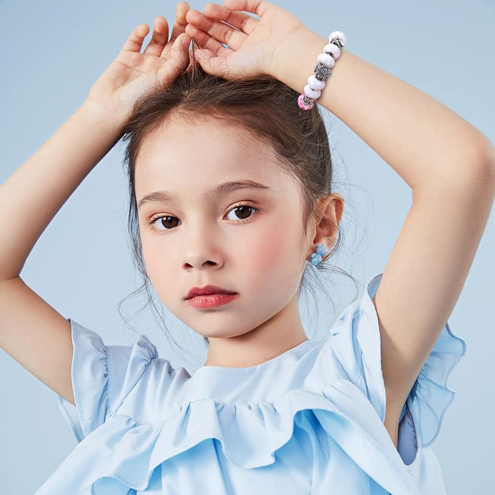 60 Pieces European Large Hole Spacer Beads Charm Fairy Wands Beads Rhinestone Lampwork Beads Supplies for Bracelets Jewelry Making (White) - Image 4