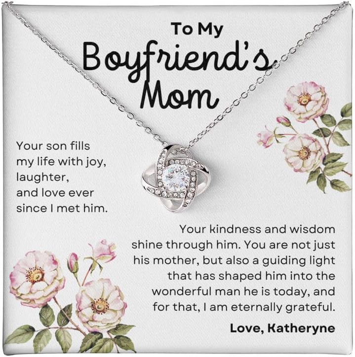 Boyfriend's Mom Necklace Message Card Box Forever Love Standard - Your Son Fills My Life With - Meaningful Birthday for Soon to be Mother In Law