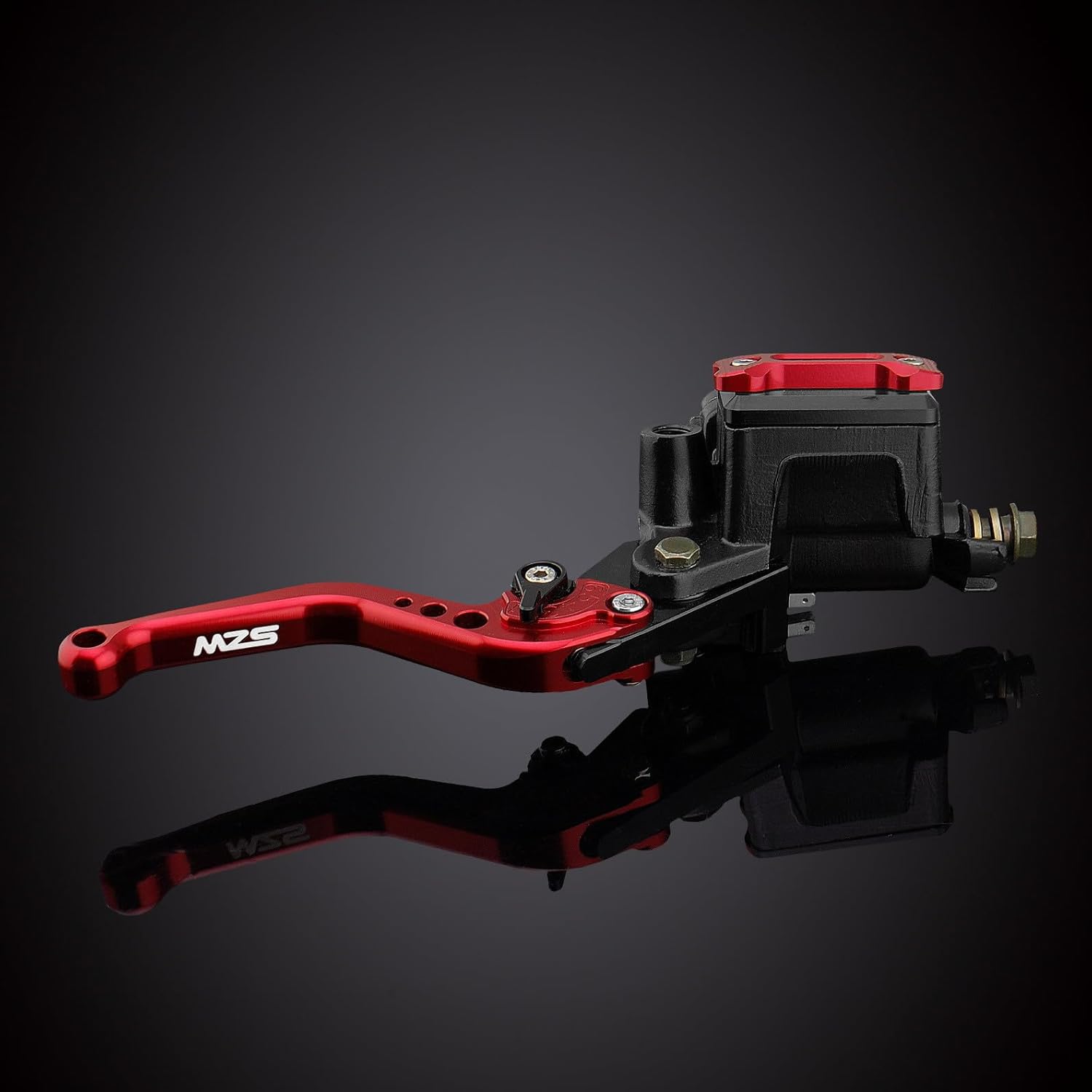 MZS Red 7/8 Motorcycle Levers Set Brake Master Cylinder Clutch Lever Universal Short Adjustable CNC Compatible with Motorcycle Street Sport Dirt Pit Mini Bike Scooter ATV
