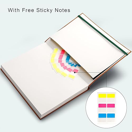 Miniatura 5 de EMSHOI Cuaderno con rayas universitarias, diario rayado B5, 400 páginas (200 hojas), papel grueso de 100 GSM, diario de cuero de tapa blanda para