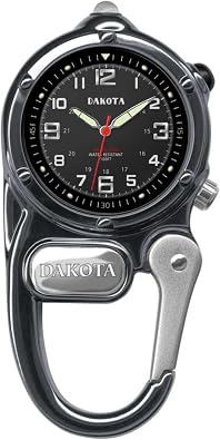 Dakota Mini Clip Pocket Watch with LED Flashlight Clip-On Watch, Water Resistant