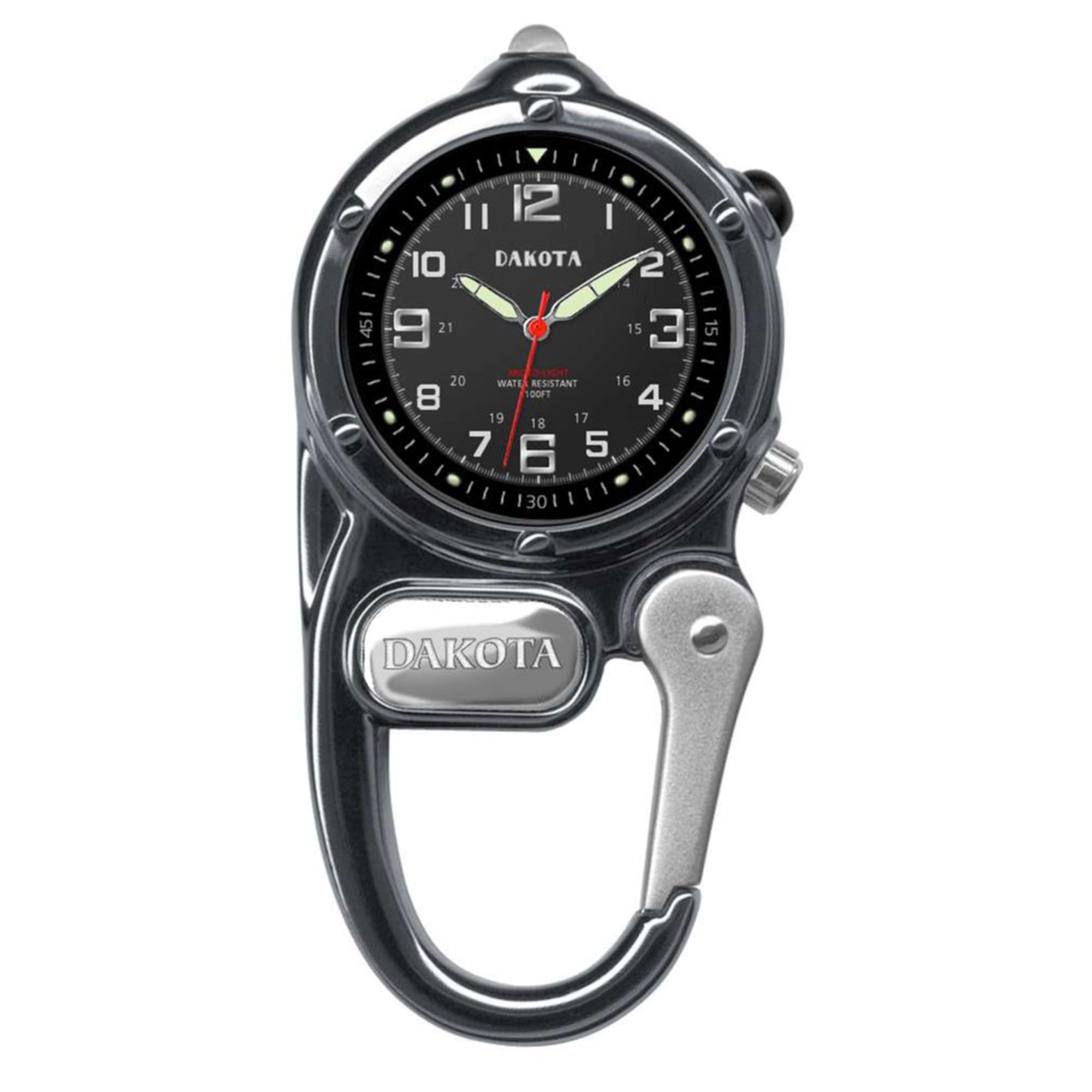 Dakota Mini Clip Pocket Watch with LED Flashlight Clip-On Watch, Water Resistant