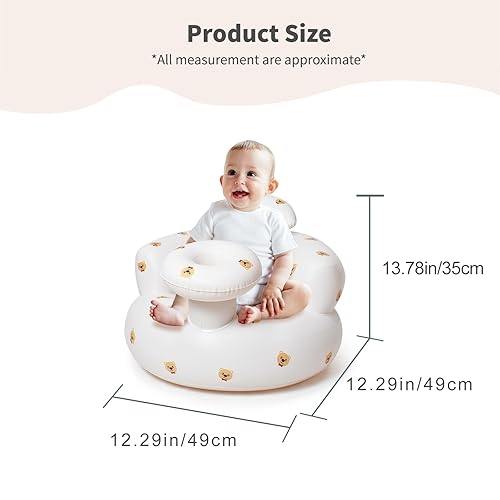 Miniatura 6 de Asiento de bebé inflable para bebés de 3 meses en adelante, asientos portátiles para bebé con bomba de aire integrada, soporte seguro para sentarse
