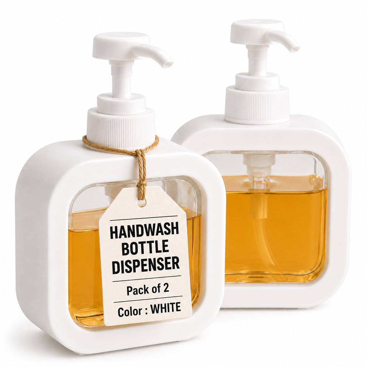 KASIVA Handwash Dispenser Bottle Soap Dispenser Liquid Soap Dispenser for Wash Basin Hand Wash Bottle for Home Dispenser for Bathroom Pump Bottle Dispenser Liquid Handwash Dispenser(White,Pack of 2)-image-25