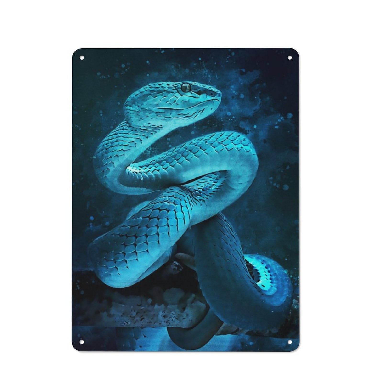 Junmoney Blue Snake Splash Tin Wall Plaque 40X30cm With For Workshop Wall, Suited To Workshop Decor Fans, For Retro Home Interiors