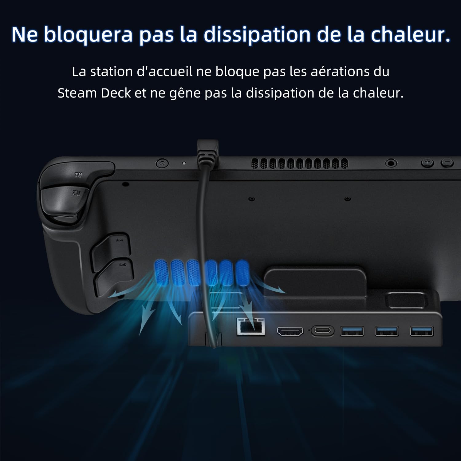 Mcbazel 6 en 1 Docking Station Accueil Compatible avec Steam Deck/ROG Ally/Legion Go/MSI Claw/Switch OLED, avec HDMI2.0 4K@60Hz, USB 3.0 Port, 100W Charge Rapide-Noir