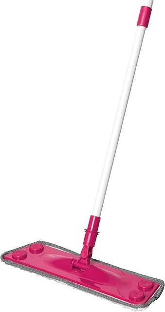 Kleeneze KL079619EU7 All in One Flat Head Mop with Extendable Handle, Interchangeable Fluffy/Scrubbing/Microfibre Cleaning Pads, Perfect for Hard Floors
