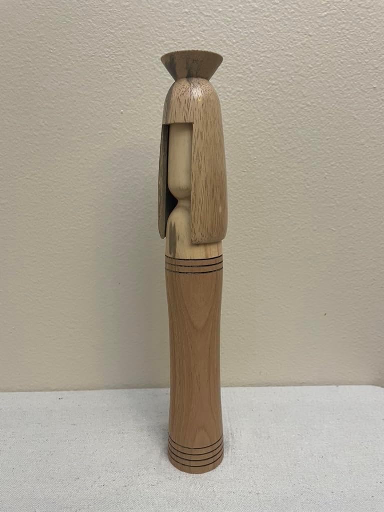 Handcrafted Wooden Decorative Doll, Traditional Design, Natural Oak Finish, 14 Inch Height, Dollhouse Home Decor D94