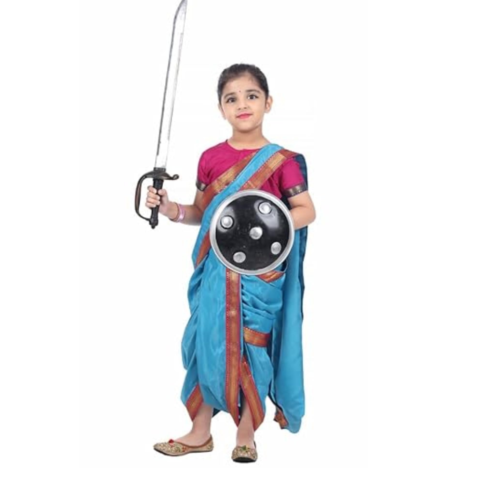 Rani Laksmi Bai Dress for Girls Kids Costume With Complete Accessories Jhansi Ki Rani Freedom Fighter & National Hero Costume-image-21