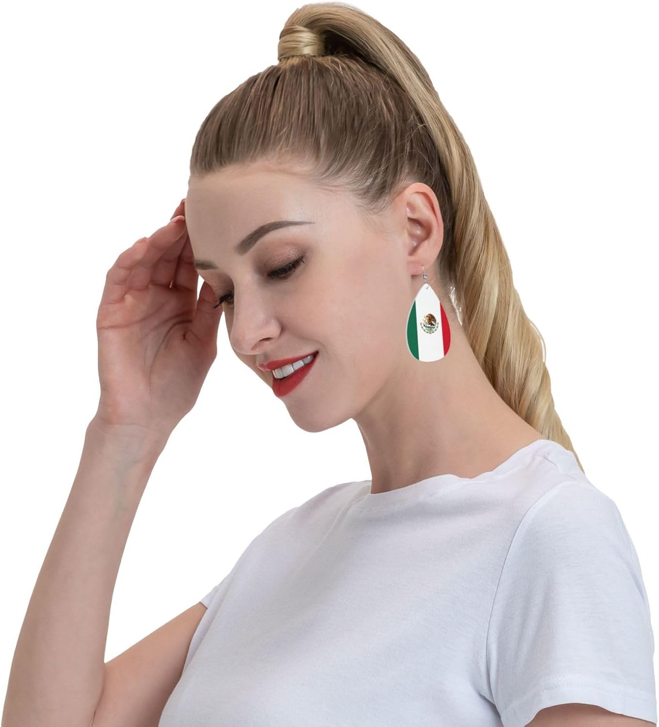 Country Flag Teardrop Earrings For Women Lightweight Leather Dangle Earrings Patriotic Jewelry Gifts - Image 9