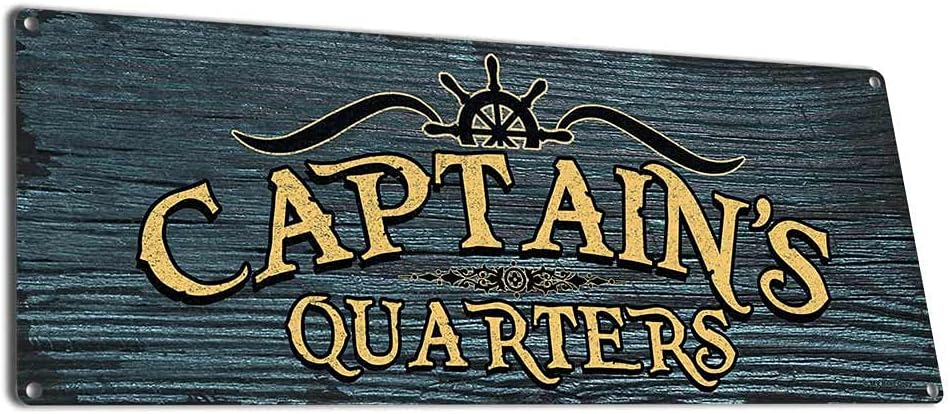 Captain’s Quarters, 5.75 x 15.5 Inch Aluminum Sign, Boat, Ocean, Sea and Pirate Themed Decor, Gifts for Boaters, Sailors, Skipper, Deckhand, First Mate, Crew, Fishermen AL-0616-RK1046ST