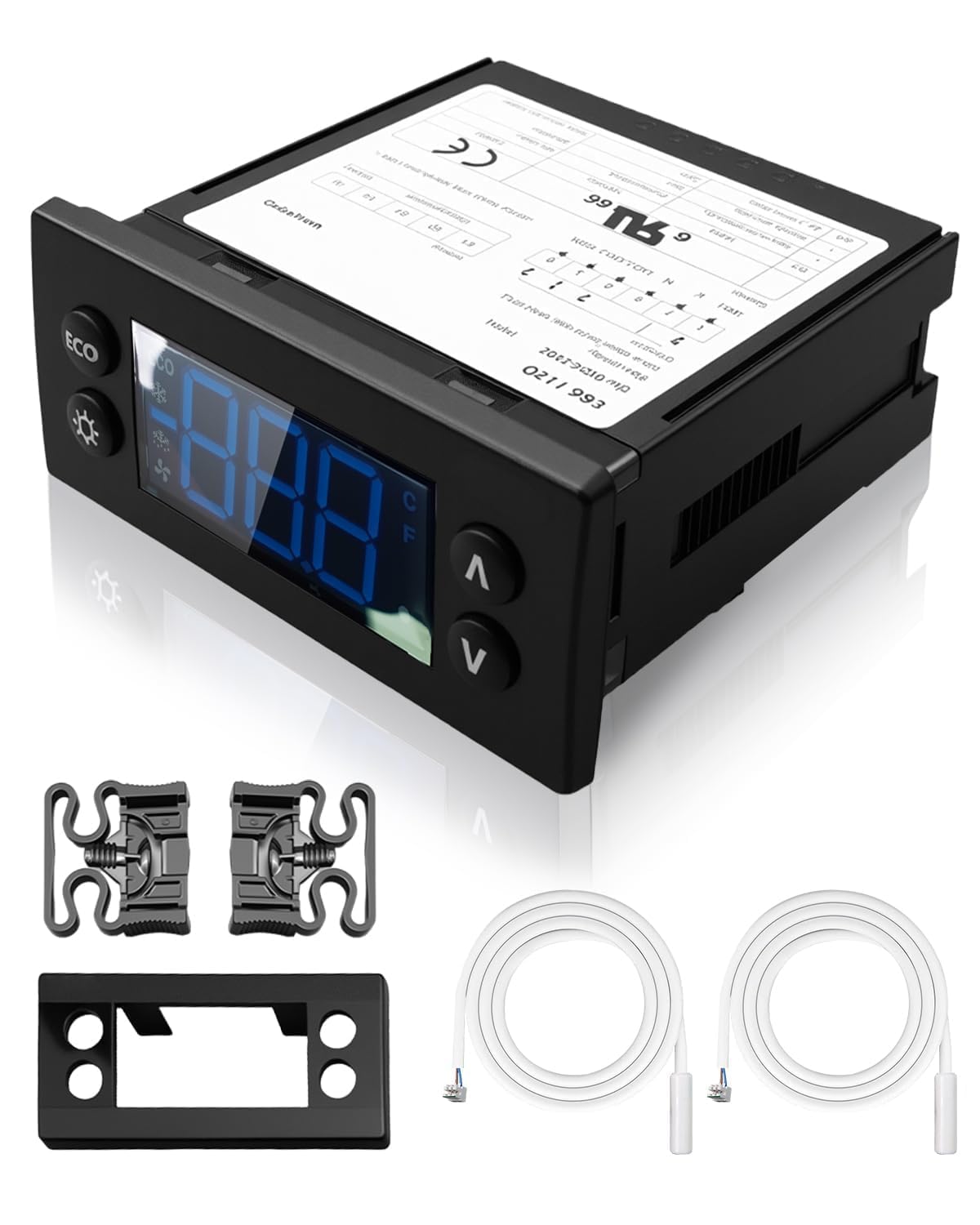 Temperature Controller Compatible with Danfoss Beverage Air 00C30-123D-03, Digital Thermostat Controller Kit with Dual NTC Sensor Probes, Replace ERC112D