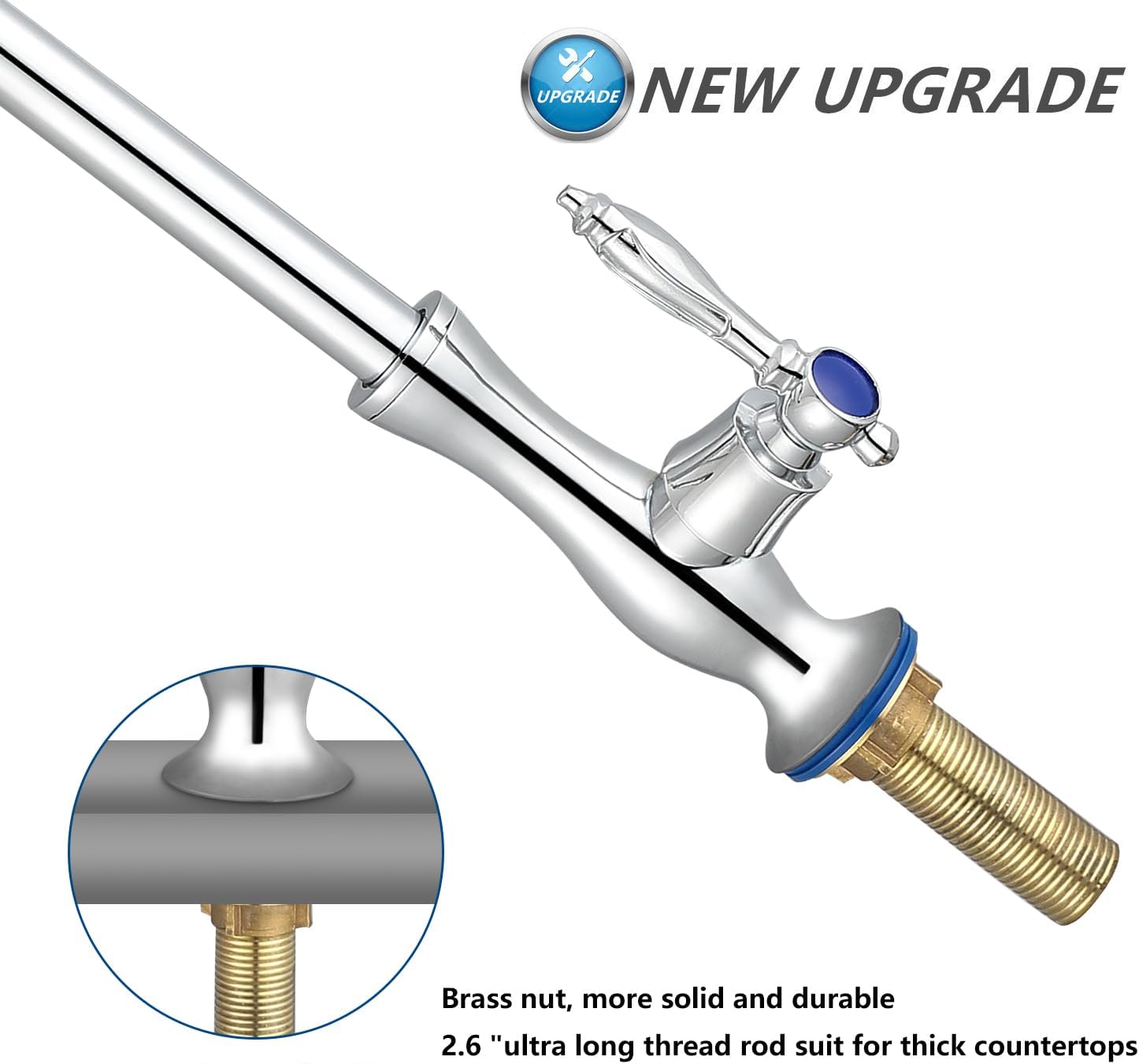 Cold Water Faucet Only,Single Handle Single Hole Cold Water Faucet High Arc Cold Sink Faucet for Outdoor Bars Restaurants Laundry Boat,campe (Chrome) - Image 3