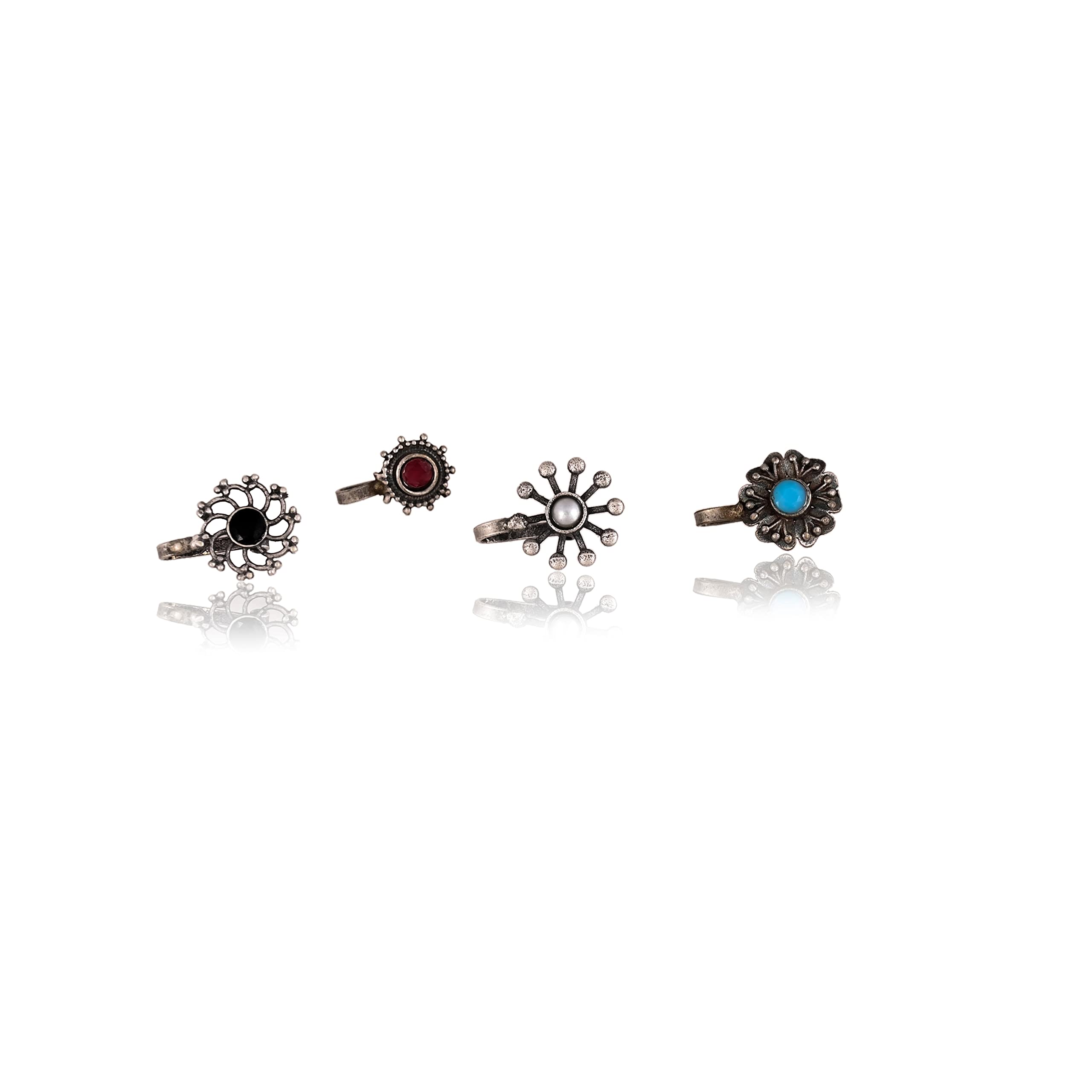 Tanusha Jewels Silver Oxidised Clip-On Nosepin-Set for womens and girls || Pack of 4 (B0BQJM1HFW) Amazon Price History, Amazon Price Tracker