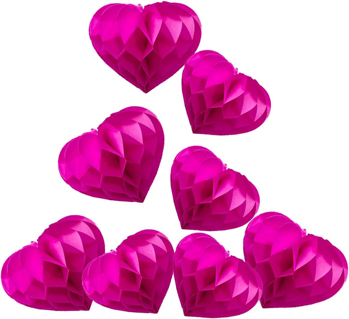 Heart Shaped Honeycomb Balls Party Decorations 8 Pieces 8" 10" Tissue Paper Pom Poms Flower Balls for Birthday Wedding Party Baby Shower Nursery Wall Decor (Multicolor Set)
