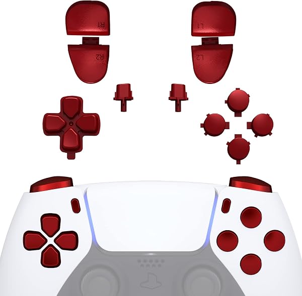 eXtremeRate Boutons Remplacement pour ps5 Manette BDM-030/040/050, Kit de Boutons Rouge Écarlate pour ps5 Controller BDM-030/040/050, D-Pad R1 R2 L1 L2 Triggers Share Options avec Outils - 1