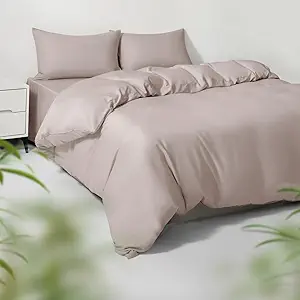 Twin/Twin XL Duvet Cover Set, 100% Viscose Derived from Bamboo, 2 Pieces, 1 Zipper Closure Duvet Cover (70"x90") and 1 Pillowcases (20"x30") Cooling & Silky Soft (Light Pink)
