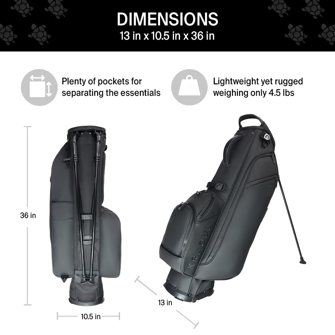 KRADUL Lux Carry Bag - Collapsible and Water Resistant Golf Bag with Tommy-Clip Electronic Access & 360 Auto-Fit & Balance Strap System, 7.5” (Tar)