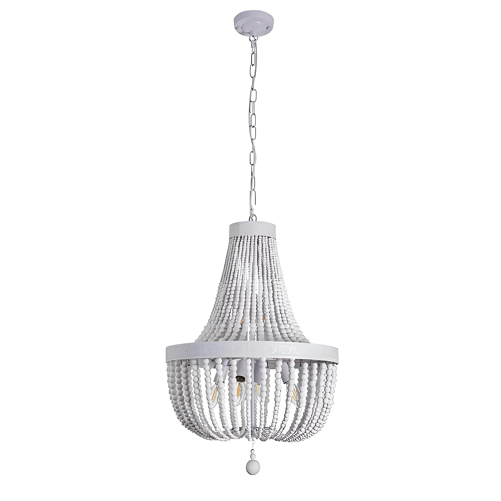 WLBHWL 18.5" Boho Wood Beaded Chandelier Bohemia Antique Rustic 6 Lights Farmhouse Chandeliers Rustic Large Hanging Ceiling Lighting Fixture for Bedroom Kitchen Island Dining Living Room