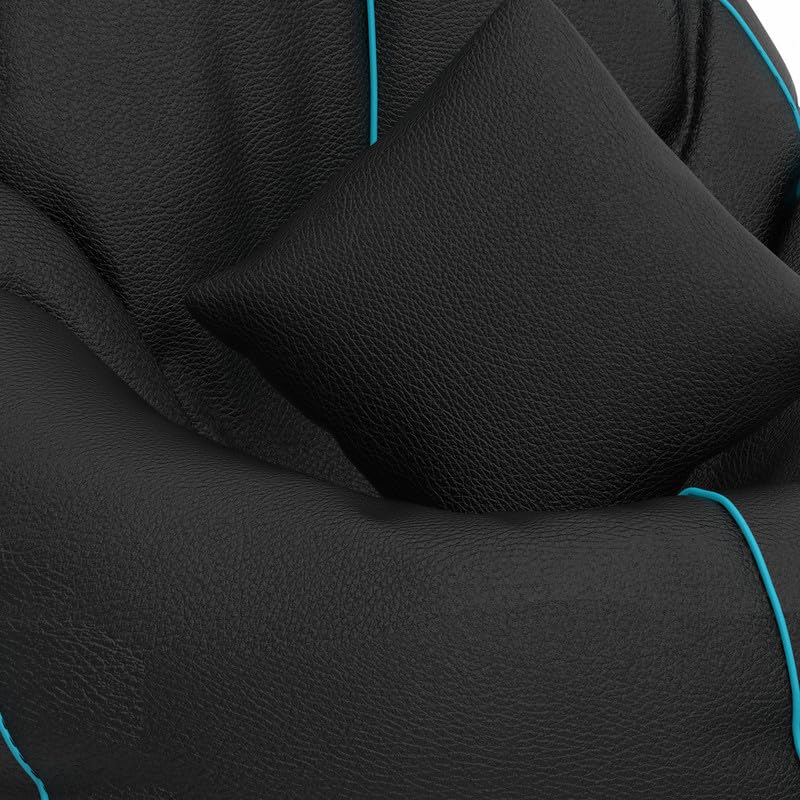 Image of Biggie Bean Bag Chair with Beans Filled 6XL The Evergreen Classics Bean Bag-with 3D Highlights-Styled for Elegance with Free Cushion & Footrest (Matching Color : 3D Piping Black Teal)