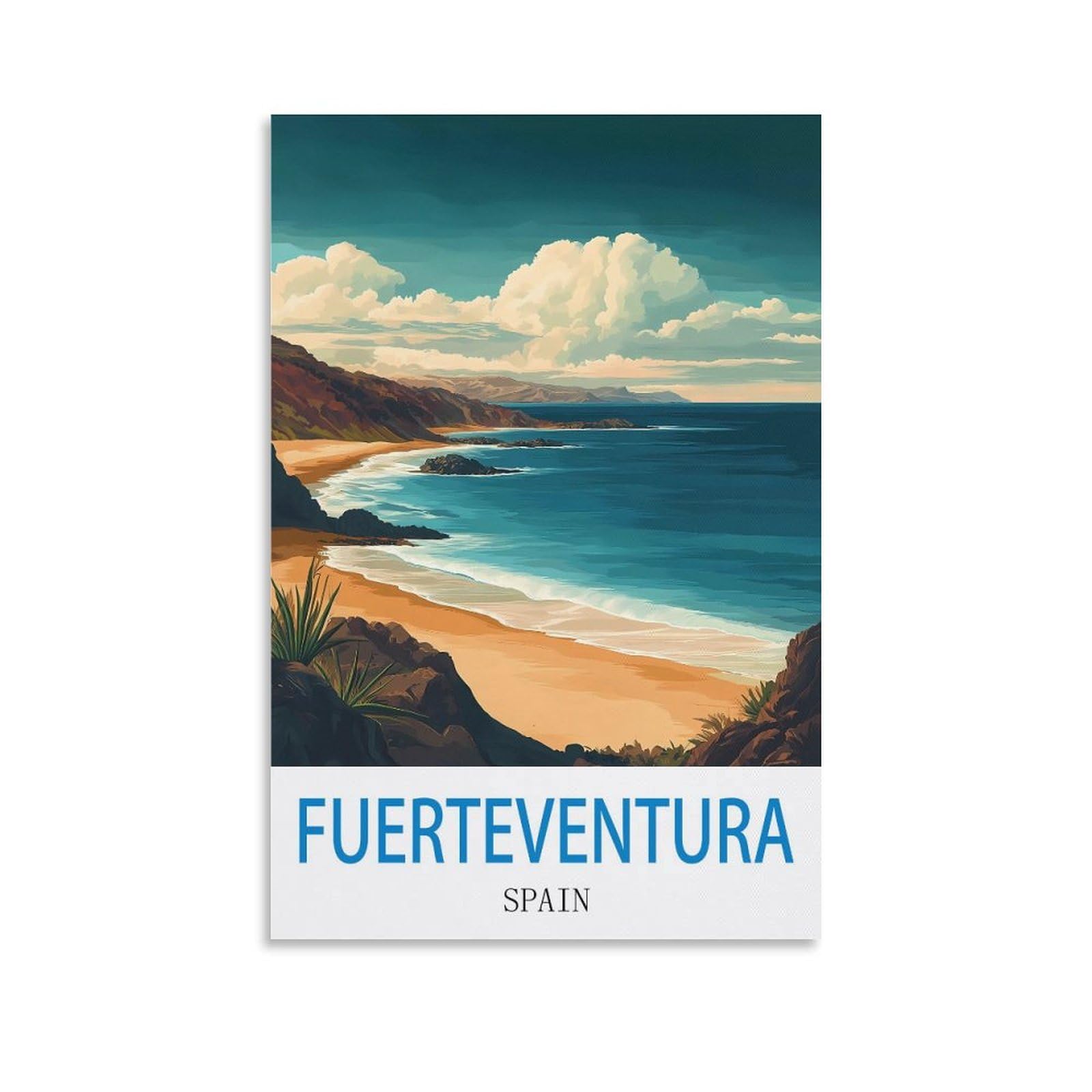 WHCHEEH Fuerteventura Spain Vintage Travel Poster 08x12inch(20x30cm) Canvas Art Print Wall Art Decor Picture