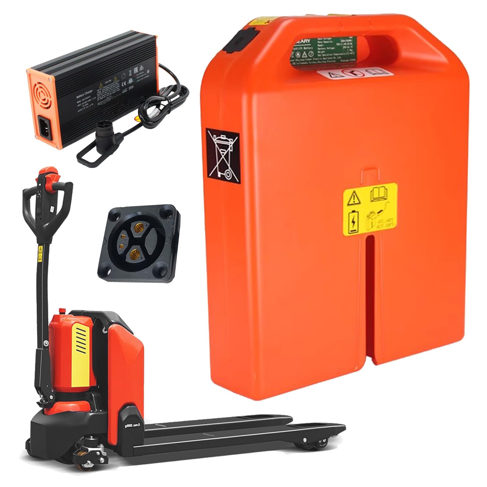 24 V 48 V Batteria transpallet Elettrico per PTE20Q | Batteria carrello elevatore elettrico per PTE15N Batterie al litio 36Ah 20Ah Batterie LiFePO4 con BMS, bottone scatto