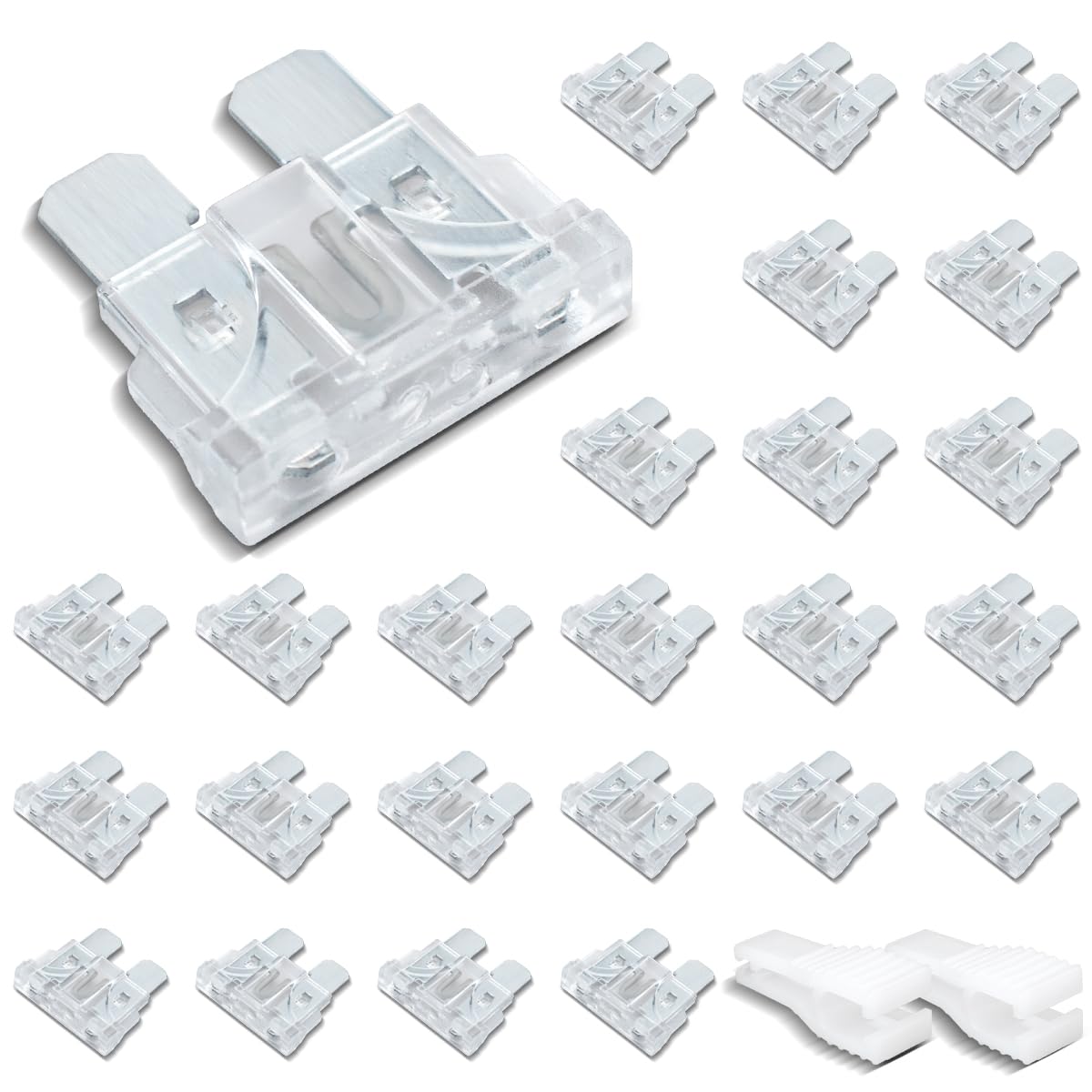 25 Piezas Fusible Mini, Fusible Plano 10A con 2 Clips de Plástico para Coche, Camión y Moto — view 14
