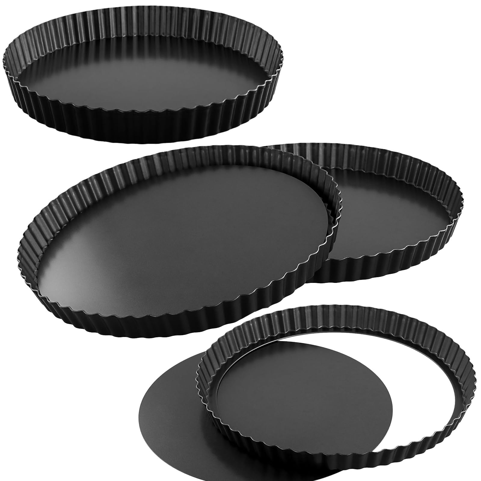 Moule à quiche en acier au carbone cannelé 30 cm avec base amovible rigide