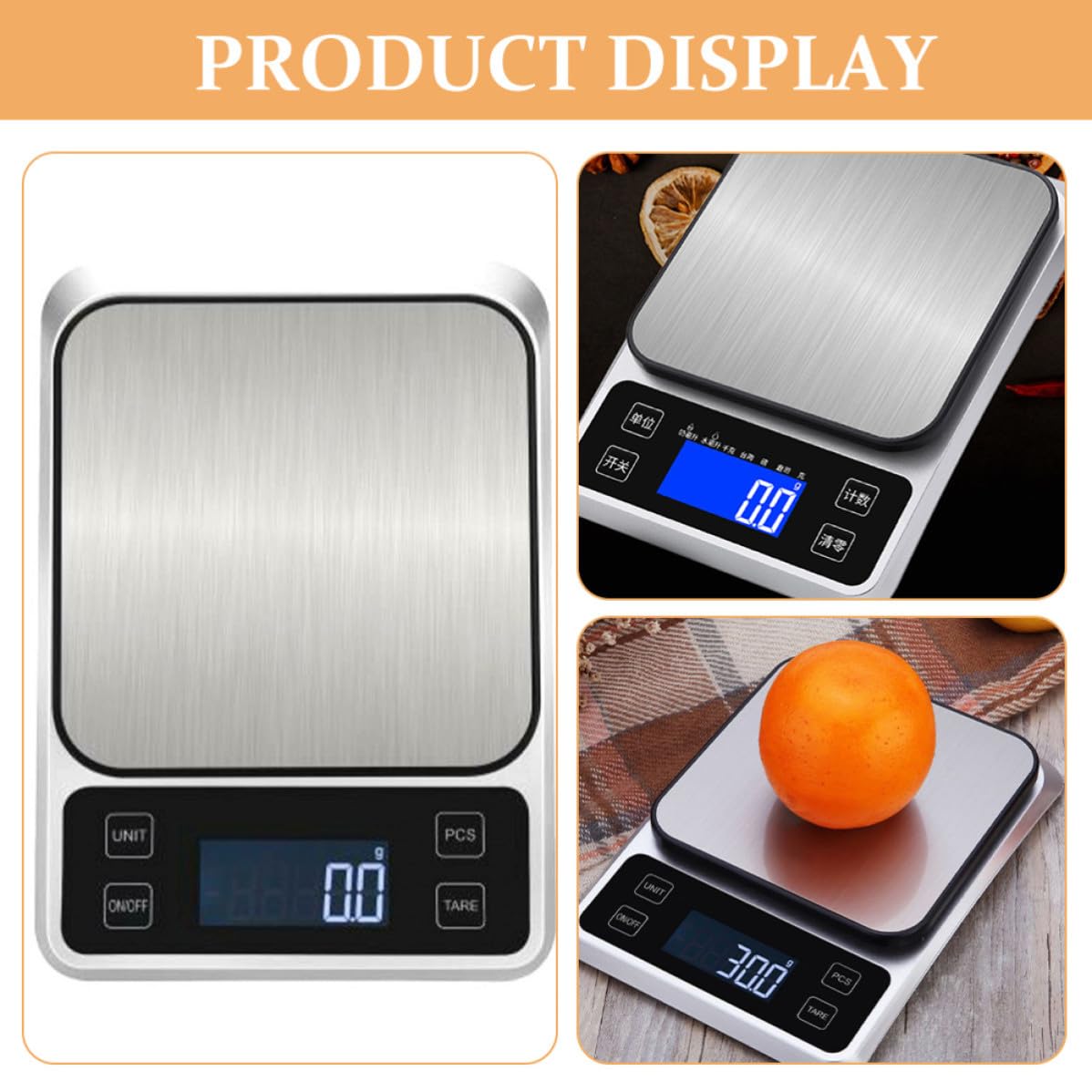 VICASKY Báscula Electrónica de Alta Precisión Plataforma de Acero Inoxidable para Pesar Alimentos y Capacidad de 5kg de Cocina y Uso Doméstico