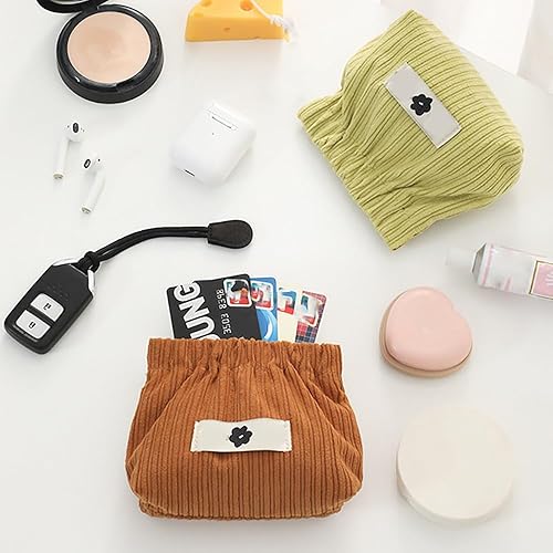 Miniatura 3 de honitty Organizador de almacenamiento elástico de pana, bolsa de maquillaje de viaje portátil, bolsa de lápiz labial para mujer, cartera de gran
