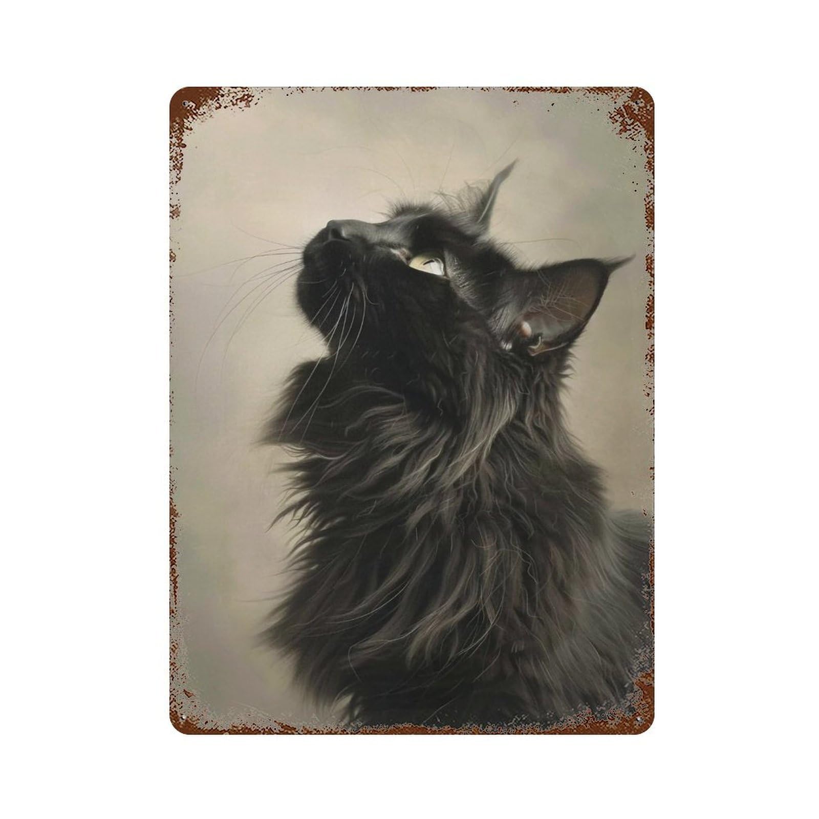 YHGERTKU Classic Black Cat Portrait 03 Wall Art Retro Iron Vintage Metal Tin Sign Poster Modern Decor for Living Rooms Gift 40x30cm