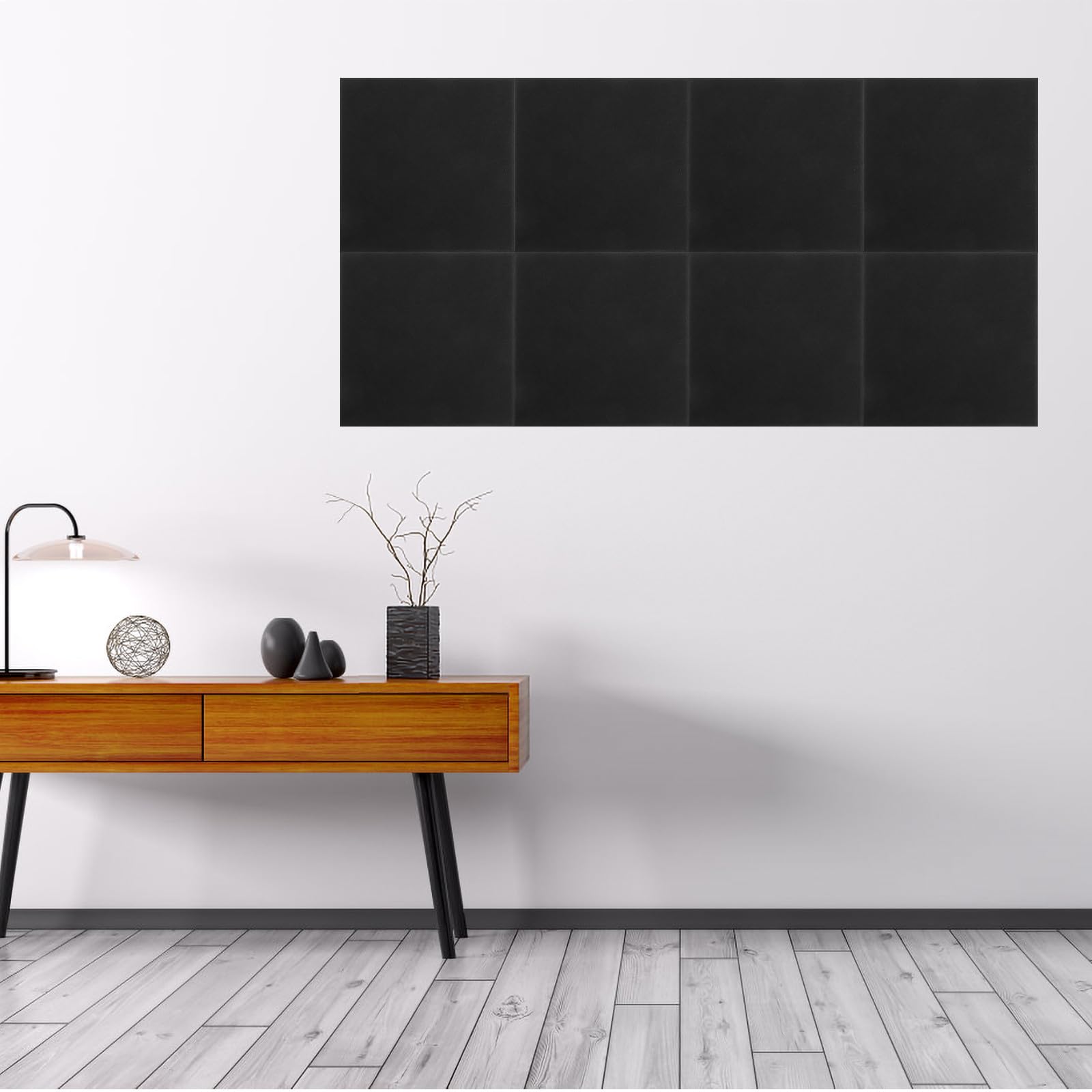 Pannelli Insonorizzanti Autoadesivi Neri 12 Pezzi per Parete | Poliestere, Griglia Piatta, per Studi di Registrazione e Home Theater, Assorbimento e Riduzione Rumore