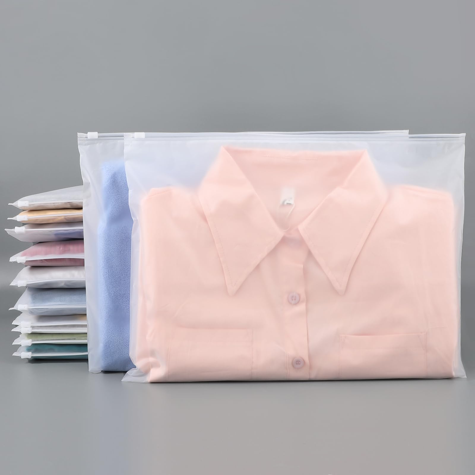 Svaldo Large Zip Bags 50 Pieces 40x30cm For Clothes, Frosted Transparent Plastic Bags, Suitcase Organizer Travel, Storage Bags Without Ventilation Holes — image 1