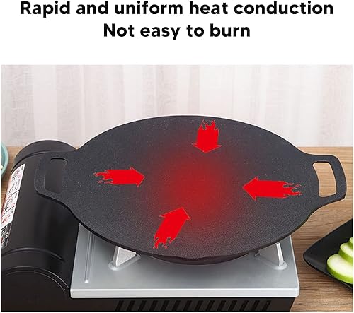 Miniatura 5 de Luqeeg Parrilla antiadherente para barbacoa coreana con asas dobles, plancha de cocción rápida y uniforme para cocinar, camping, picnic, playa,