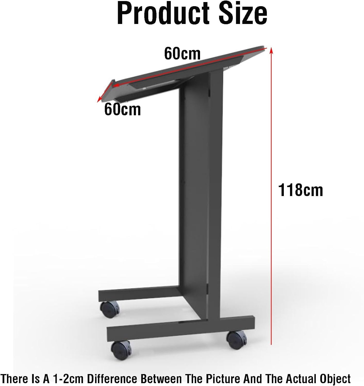 Podest stojący na podłodze, stojak metalowy, mównice, drewniany blat, stojak podium, blokowane kółka, pulpity, ładowność 12 kg, mównice (B)