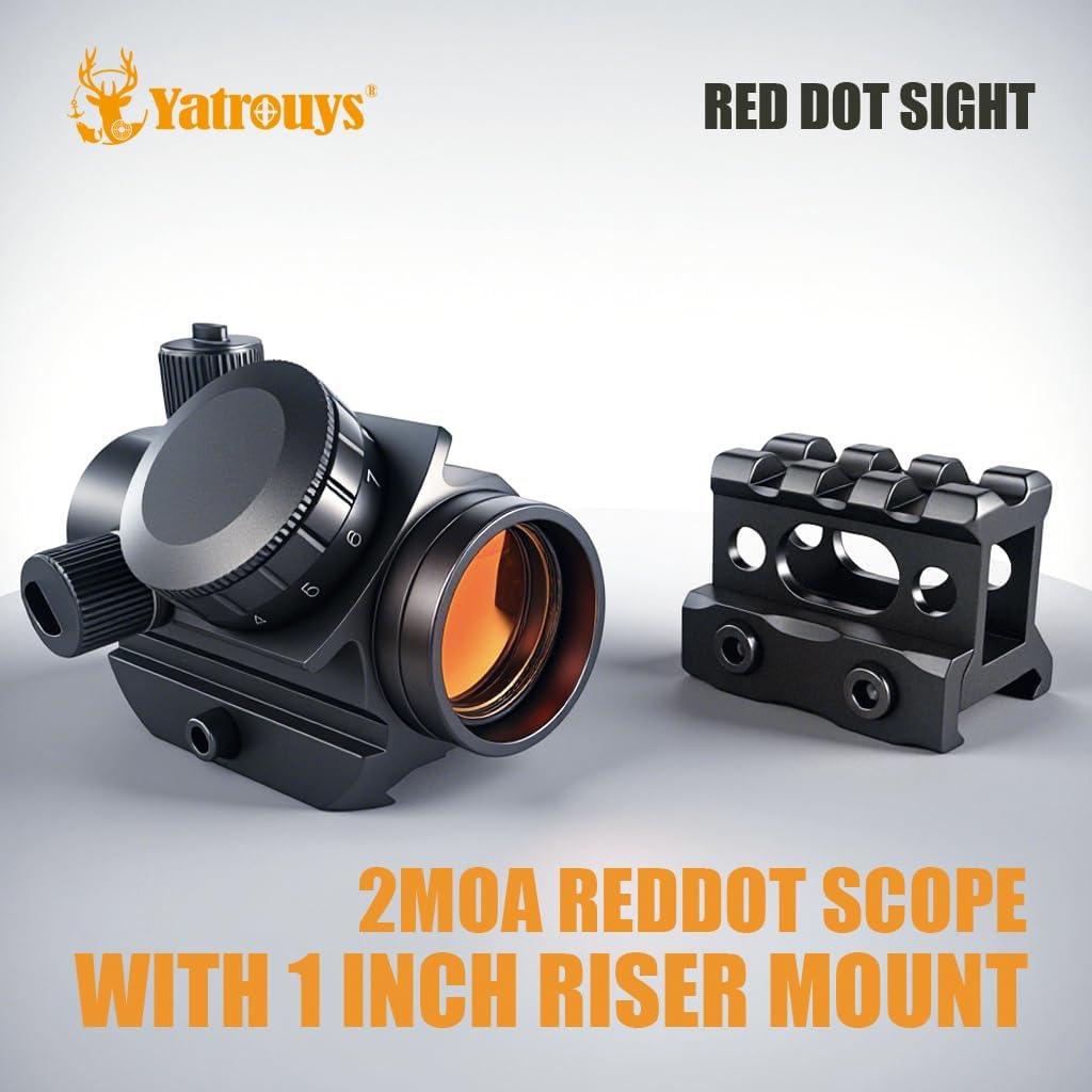 Red Dot Sight 1x22mm Reflex Sight 2MOA Red Dot Scope with 1 inch Riser Mount