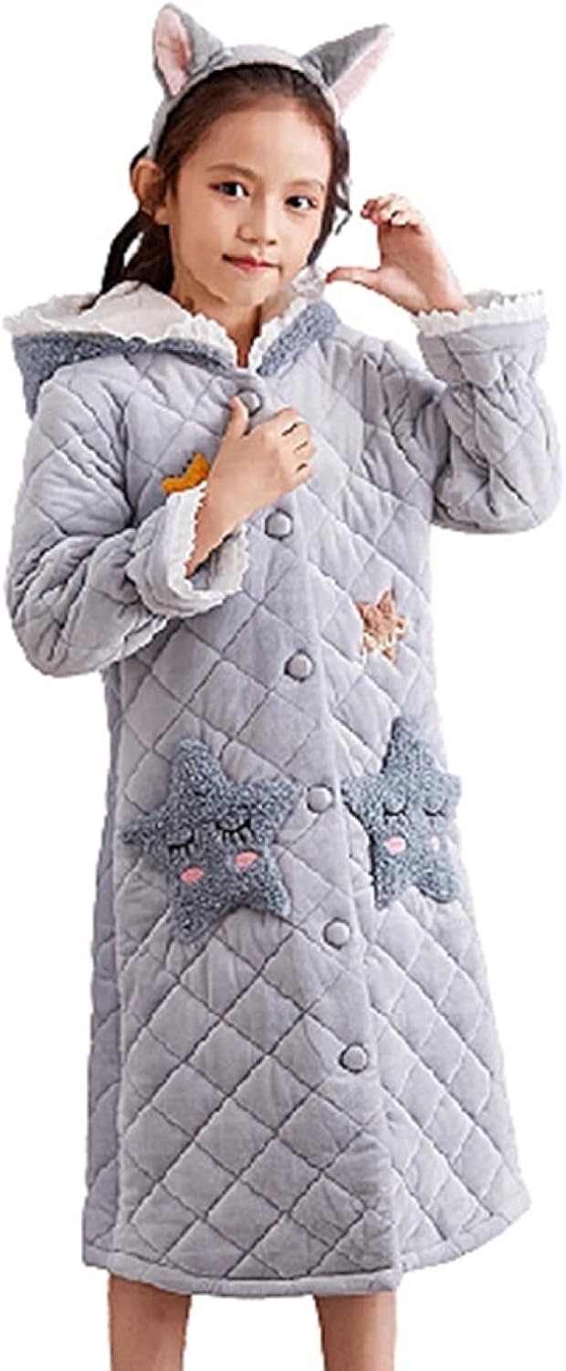 rdman キッズ パジャマ 女の子 ルームウェア ワンピース フード付き 子供 長袖 バスローブ 保温防寒 裏起毛 厚手 あったか 前開き もこもこ 寝間着 部屋着 秋冬 かわいい コート用可 外着 Listing 14minds Com