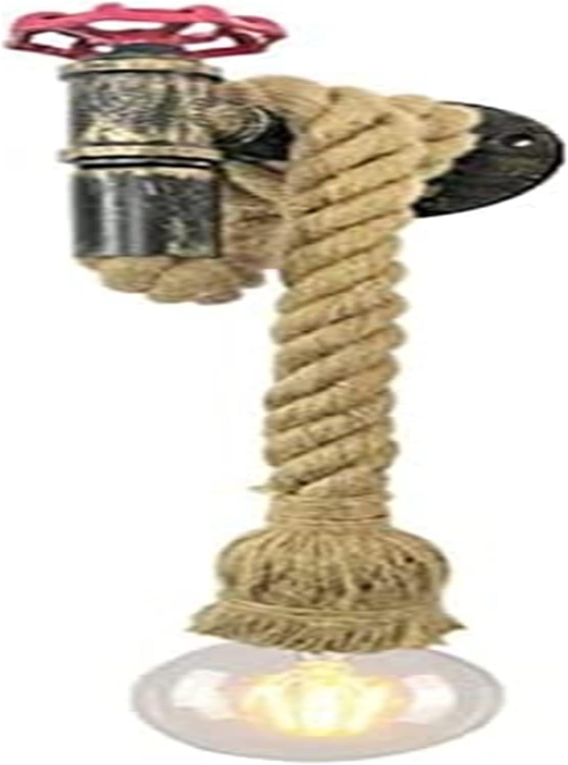 Pipa de agua Cáñamo industrial Barbería Tienda de ropa Escaleras Cuerda Metal rústico Grifo de válvula rojo Lámparas Steampunk de un solo loft